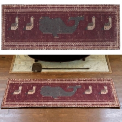 덜튼 빈티지 발매트 주방 침대 현관문 발매트 러그 고래 갈매기 와인 45x120cm