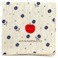 일본 하마몬요 면손수건 골프 양면 핸드타올 거즈 손수건 플라워애플 29x29cm