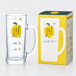 일본 도요사사키 레몬사와 손잡이 유리컵 하이볼잔 맥주잔 435ml