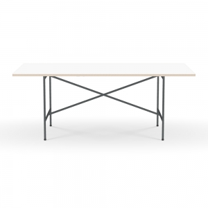 E2 Table 2000 mm - Melamine White + Dark Grey