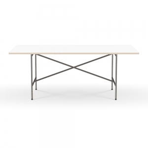 E2 Table 2000 mm - Melamine White + Steel Natural
