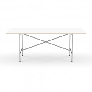 E2 Table 2000 mm - Melamine White + Stainless Steel
