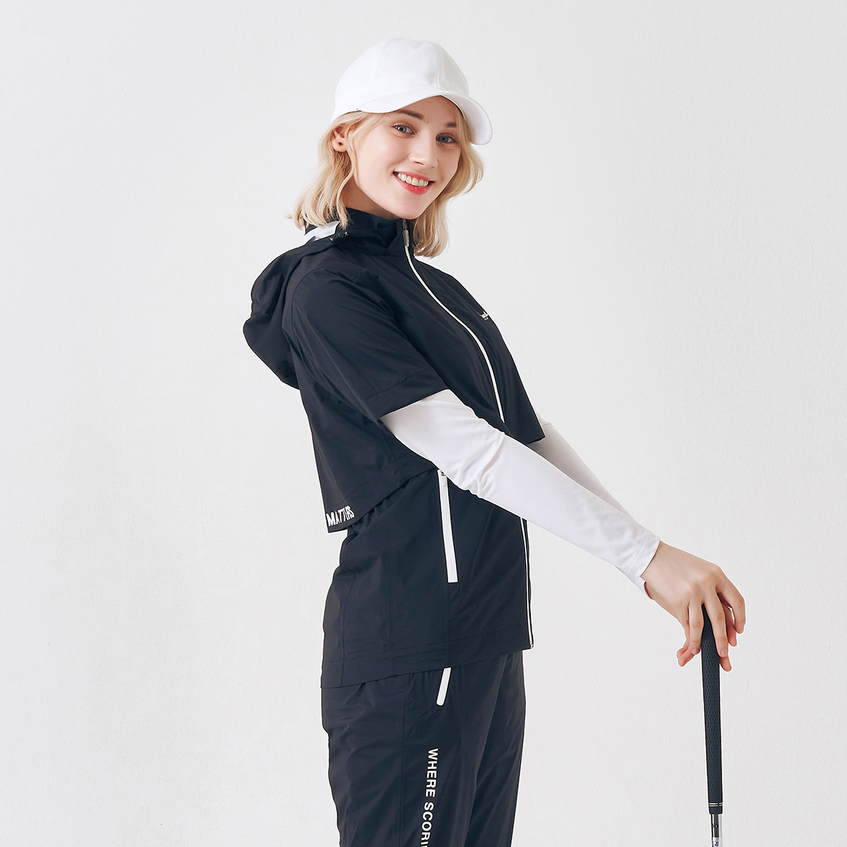 2IN1 방수 소매후드분리형 여성 골프 레인코트/골프비옷_CGWRS211000BK