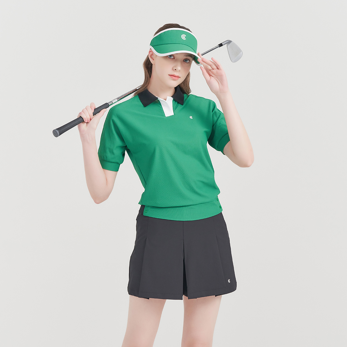 [클리브랜드골프] 메쉬PQ 넥배색 세미루즈핏 여성 반팔 골프티셔츠/골프웨어_CGWTS32630