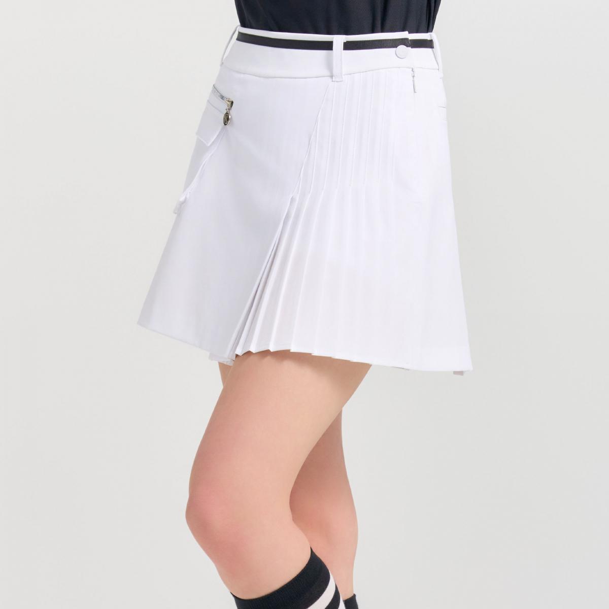 [10%+5% 추가할인] 온라인단독 포켓포인트 변형플레츠 여성 골프큐롯 화이트_CGWSK42979WH