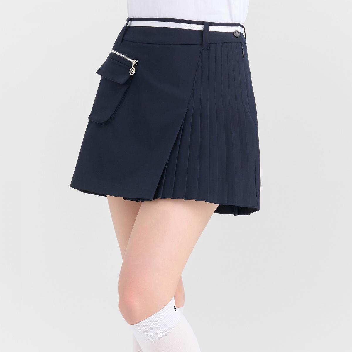 [10%+5% 추가할인] 온라인단독 포켓포인트 변형플레츠 여성 골프큐롯 네이비_CGWSK42979NY