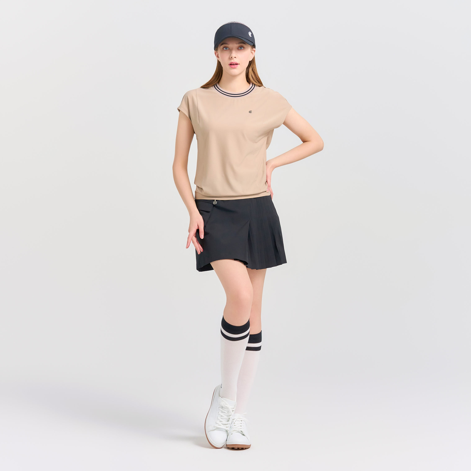 [10%+5% 추가할인] 온라인단독 포켓포인트 변형플레츠 여성 골프큐롯 블랙_CGWSK42979BK