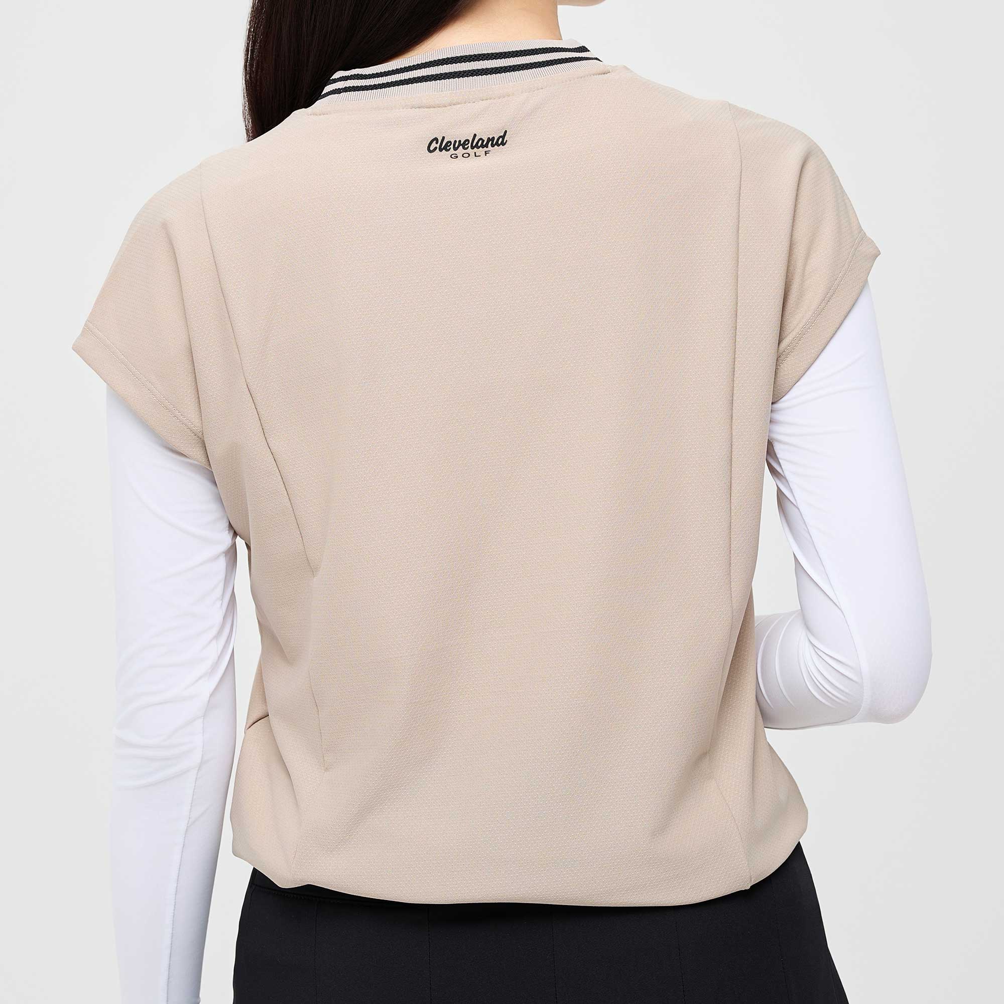 [10%+5% 추가할인] 온라인단독 폴리스판 배색라운드 여성 민소매 티셔츠 베이지_CGWST42975BE