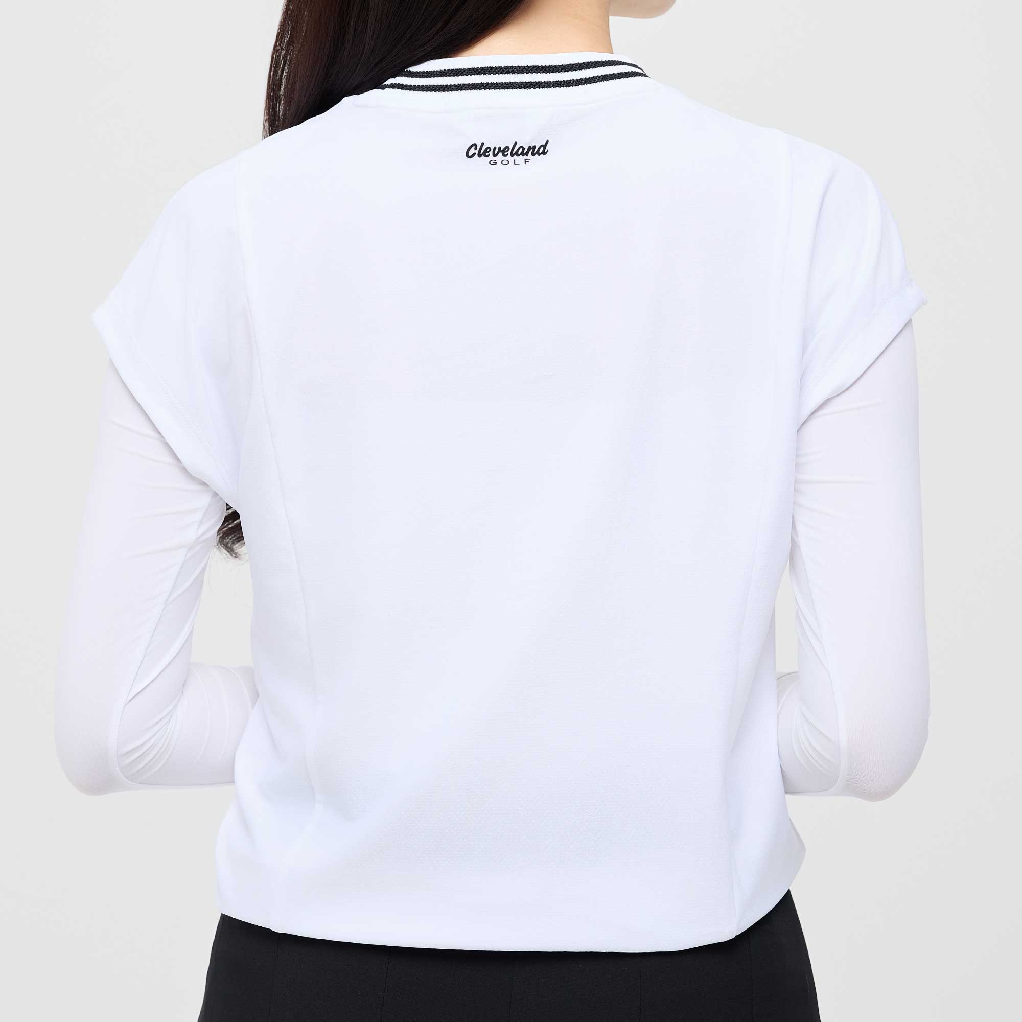 [10%+5% 추가할인] 온라인단독 폴리스판 배색라운드 여성 민소매 티셔츠 화이트_CGWST42975WH
