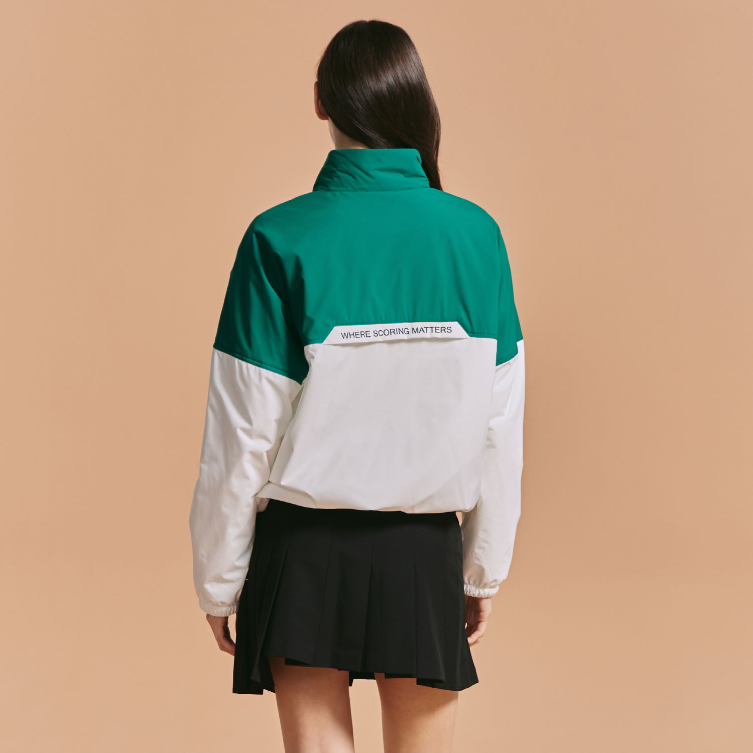 [10%+5% 추가할인] 온라인단독 여성 컬러블럭 아노락 경량패딩 윈드브레이커 피코크그린_CGWWT43952PG