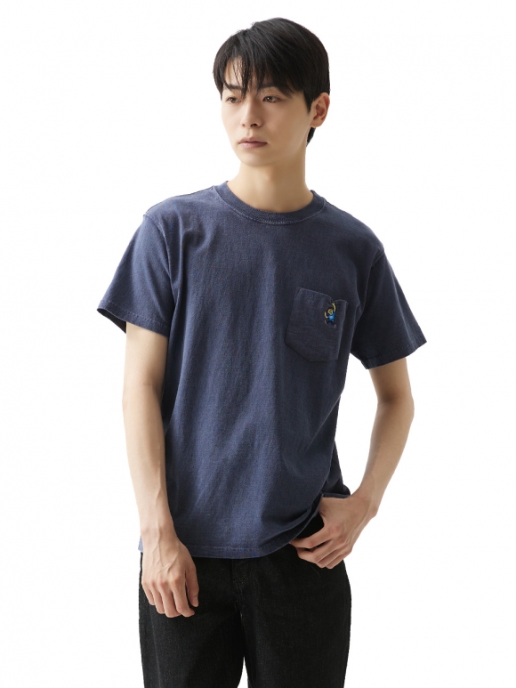 Hang on GO BOY 포켓 반팔 티셔츠 - 피그먼트 네이비