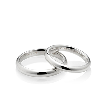 MR-III Oval dome couple band ring Set 3.2mm & 2.8mm Sterling silver