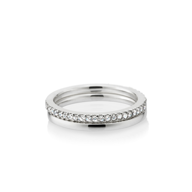 MR-VII Square Layerd ring 1.5mm & 1.5mm Sterling silver CZ