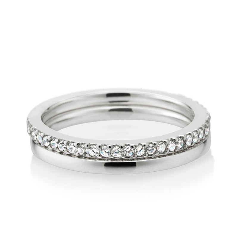 MR-VII 스퀘어밴드 레이어드링 1.5mm+1.5mm (소+소cz) Silver_925