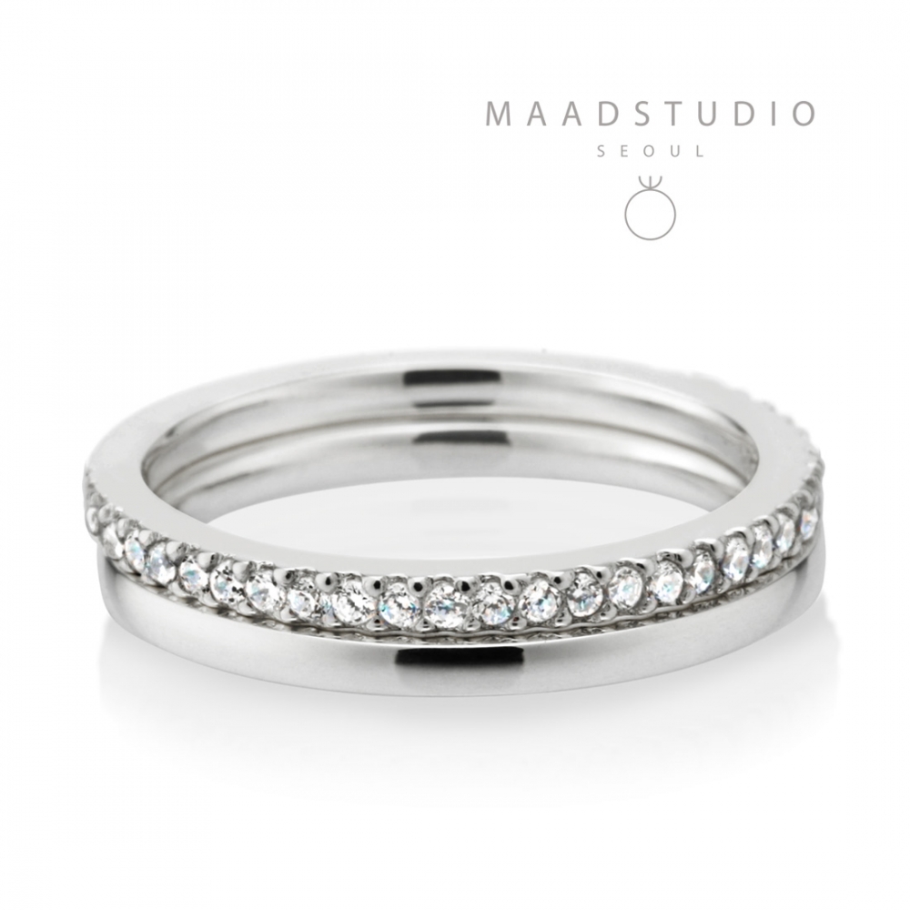 MR-VII Square Layerd ring 1.5mm & 1.5mm Sterling silver CZ