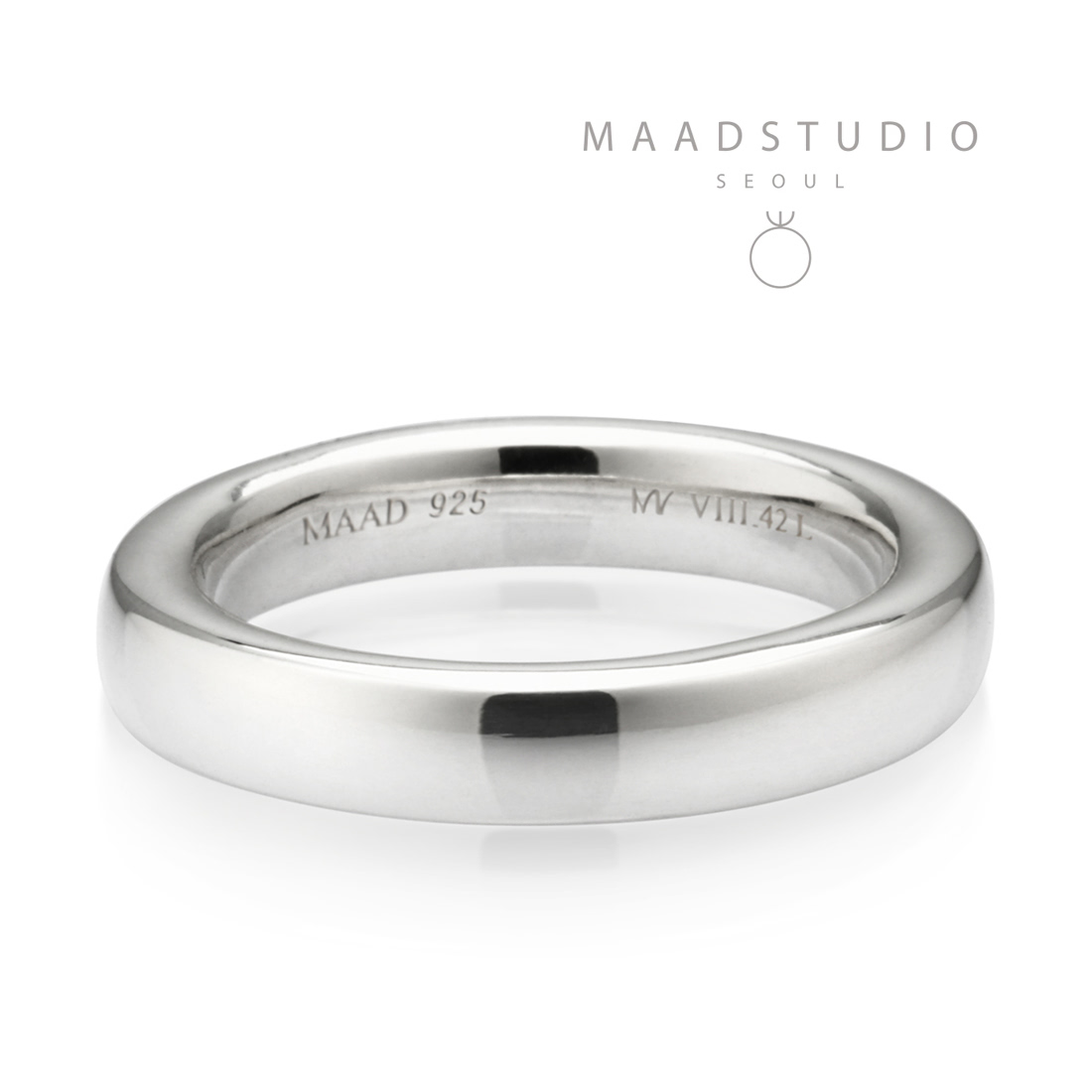 MR-VIII Raised square band ring 4.2mm Sterling silver