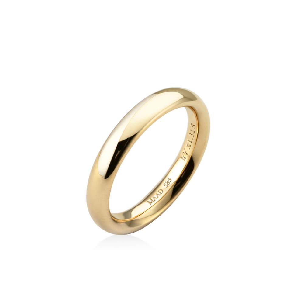 MR-XI Low-dome Oval wedding band ring 3.2mm 14k gold