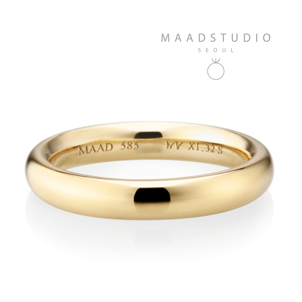 MR-XI Low-dome Oval wedding band ring 3.2mm 14k gold