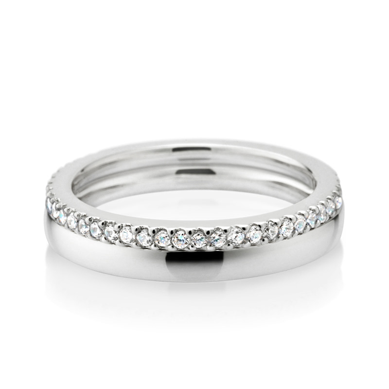 MR-VII 스퀘어밴드 레이어드링 2.3mm+1.5mm (소+소cz) Silver_925