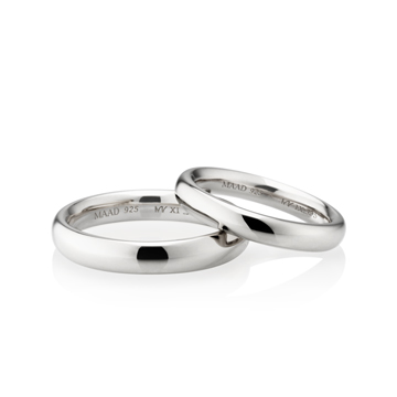 MR-XI Low-dome Oval couple band ring Set 3.8mm & 3.2mm Sterling silver