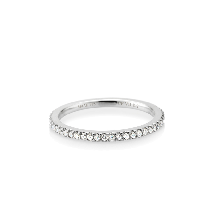 MR-VII Square band ring 1.5mm CZ Sterling silver