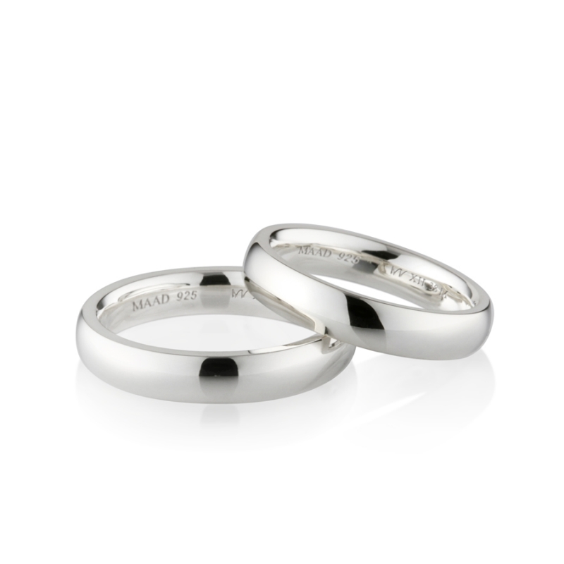 MR-XII Oval square couple band ring Set 3.8mm & 3.8mm Sterling silver