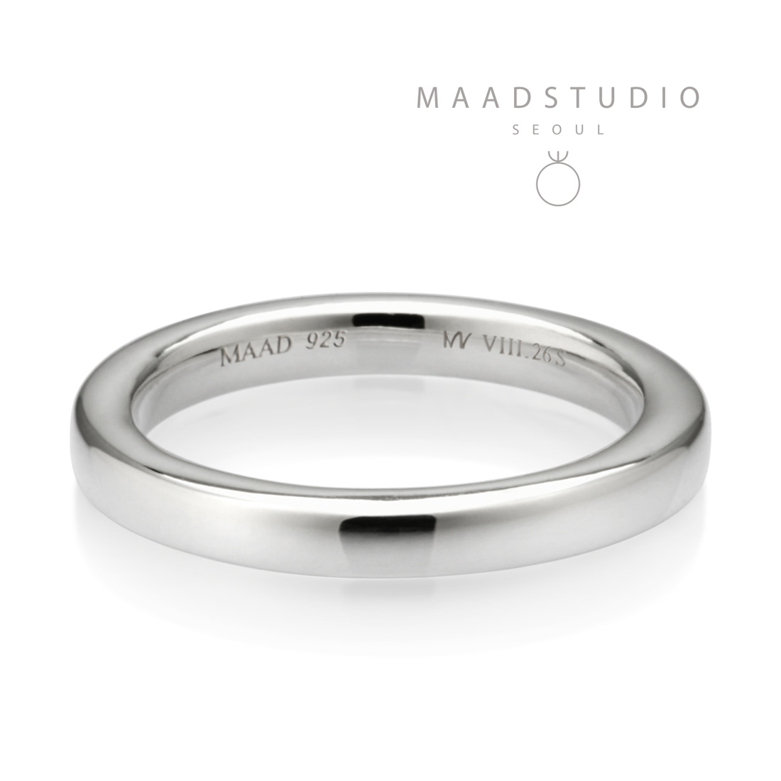 MR-VIII Raised square band ring 2.6mm Sterling silver