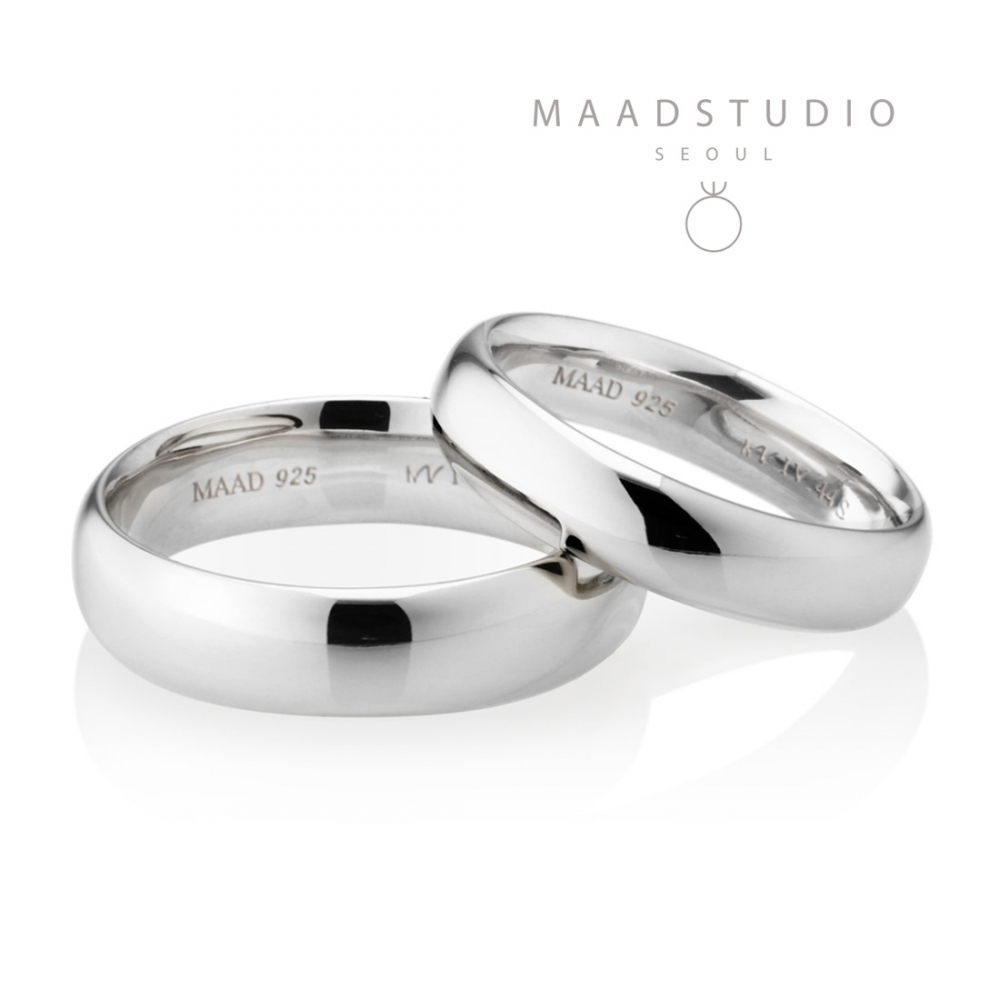 MR-IV Low oval couple band ring Set 5.4mm & 4.4mm Sterling silver