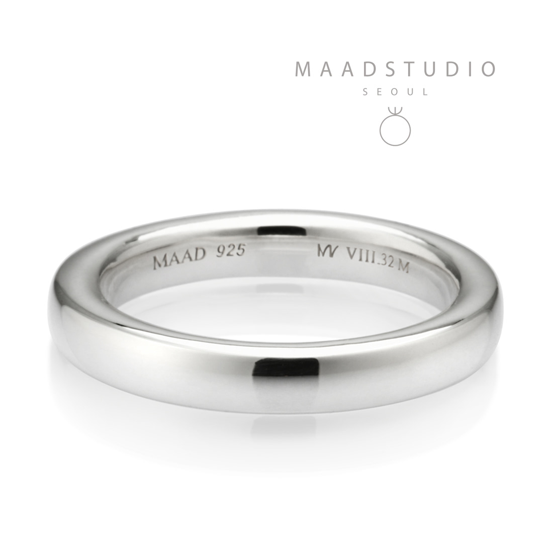 MR-VIII Raised square band ring 3.2mm Sterling silver