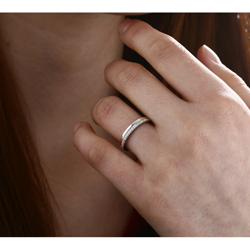 MR-VII 스퀘어밴드 레이어드 커플링 2.7mm+1.5mm+1.5mm (중+소+소cz) 14k 화이트골드