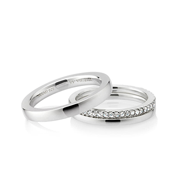MR-VII Square Layerd wedding ring Set 2.7mm & S1.5mm & 1.5mm 14k White gold CZ