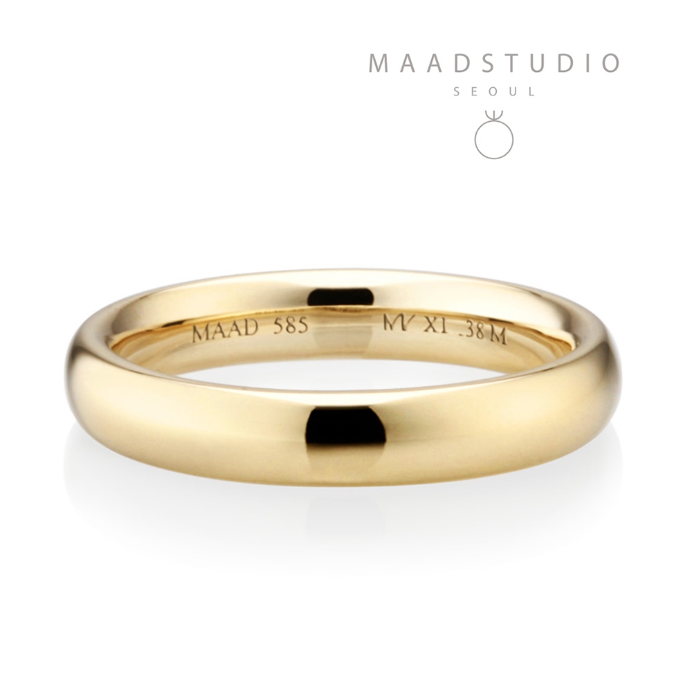 MR-XI Low-dome Oval wedding band ring 3.8mm 14k gold