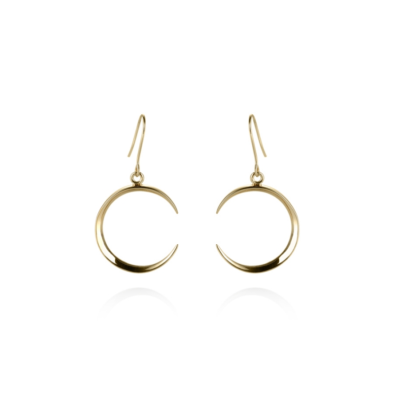 Lunar crescent drop earring (S) 14k gold