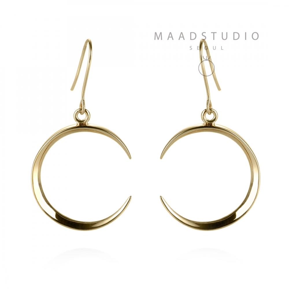 Lunar crescent drop earring (S) 14k gold