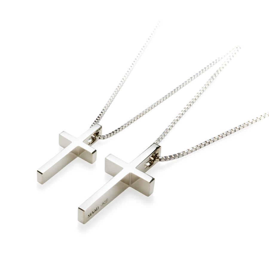 Simple Cross couple pendant Set (L&M) Sterling silver