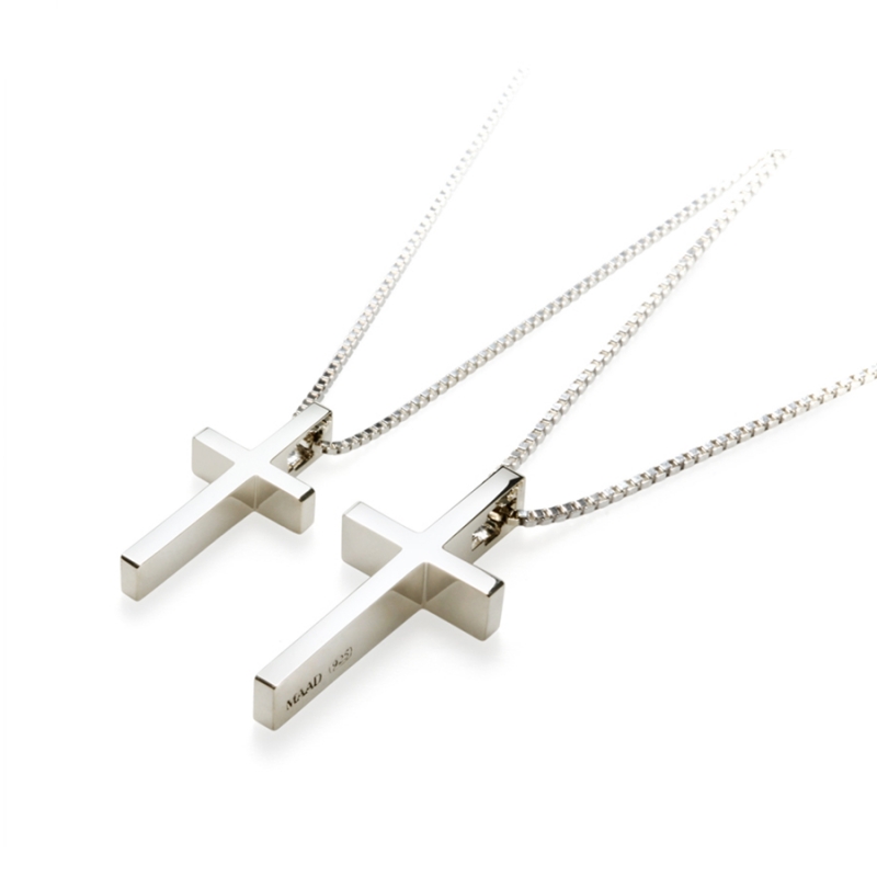 Simple Cross couple pendant Set (L&M) Sterling silver