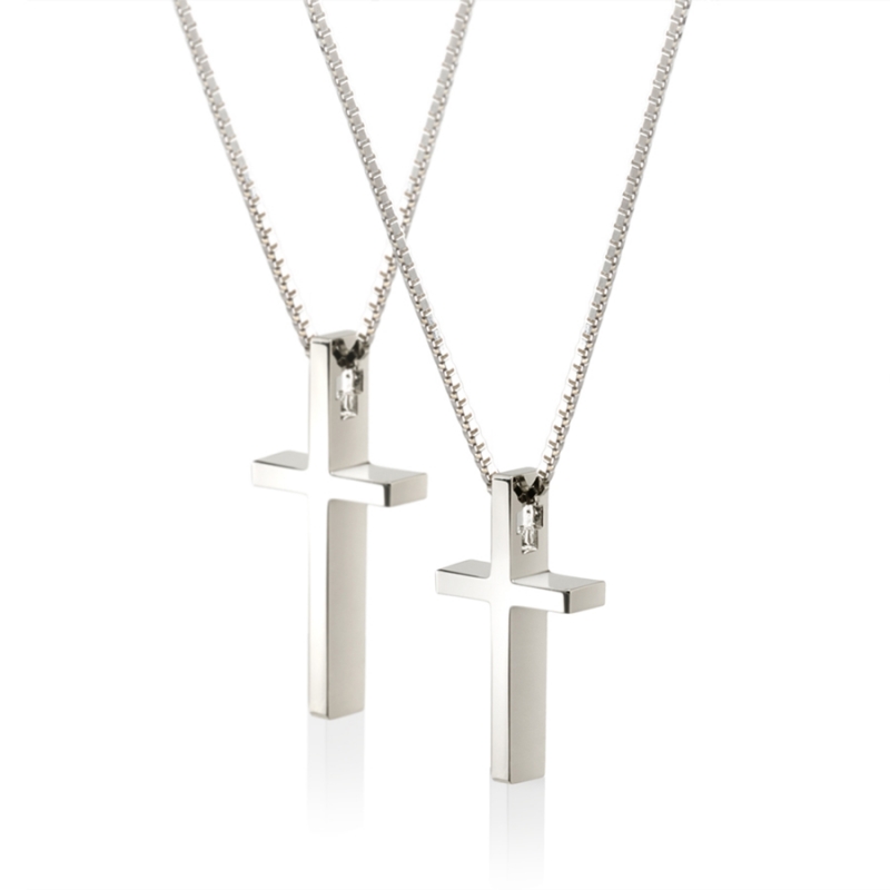 Simple Cross couple pendant Set (L&M) Sterling silver