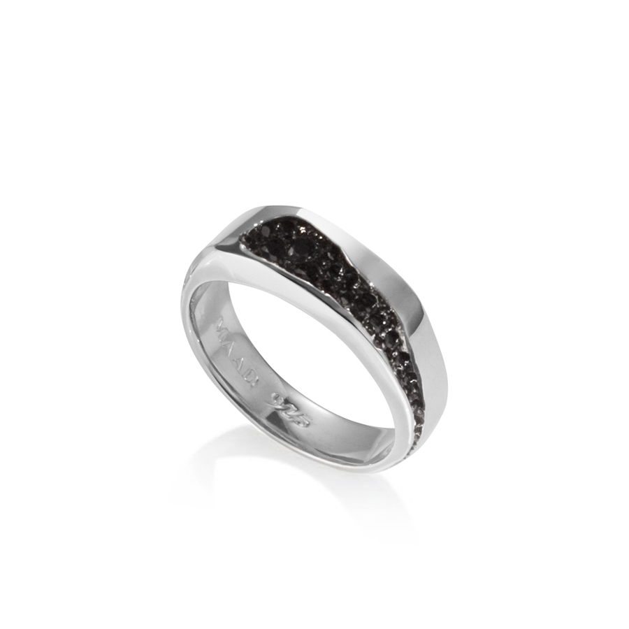 Crystalloid II ring (M) black CZ Sterling silver