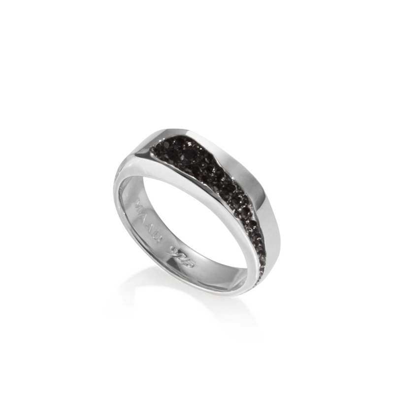 Crystalloid II ring (M) black CZ Sterling silver