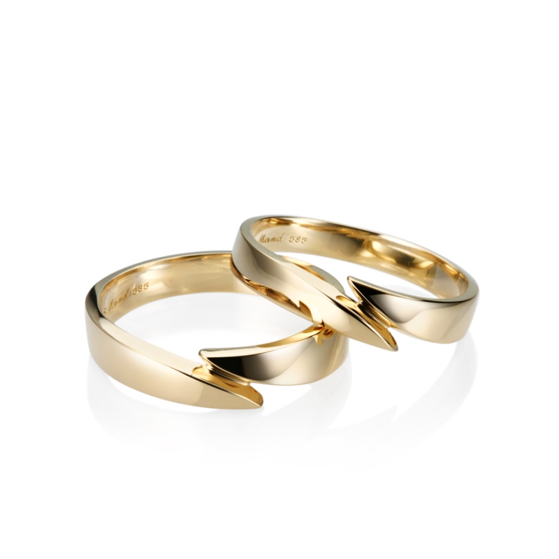 Orchid wedding ring Set (L&S) 14k gold
