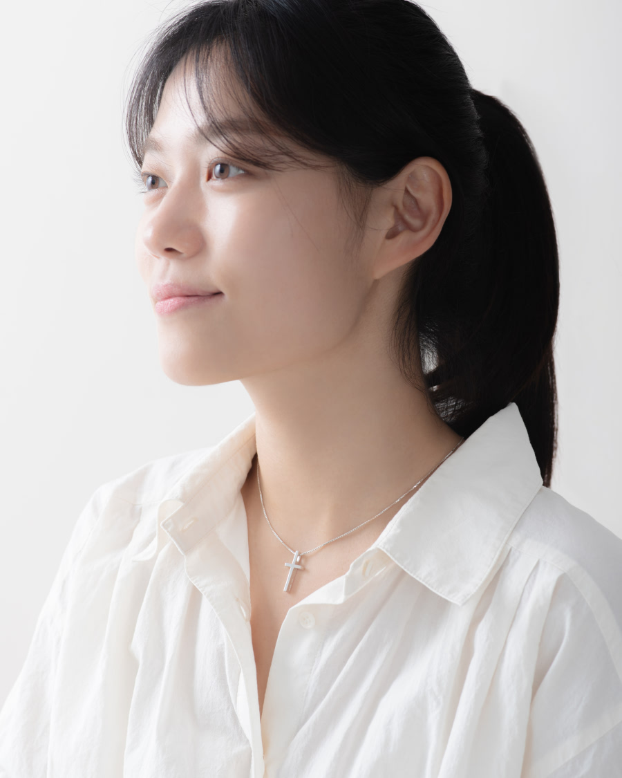 심플크로스 목걸이 (중) Silver_925