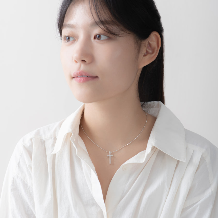 심플크로스 목걸이 (중) Silver_925