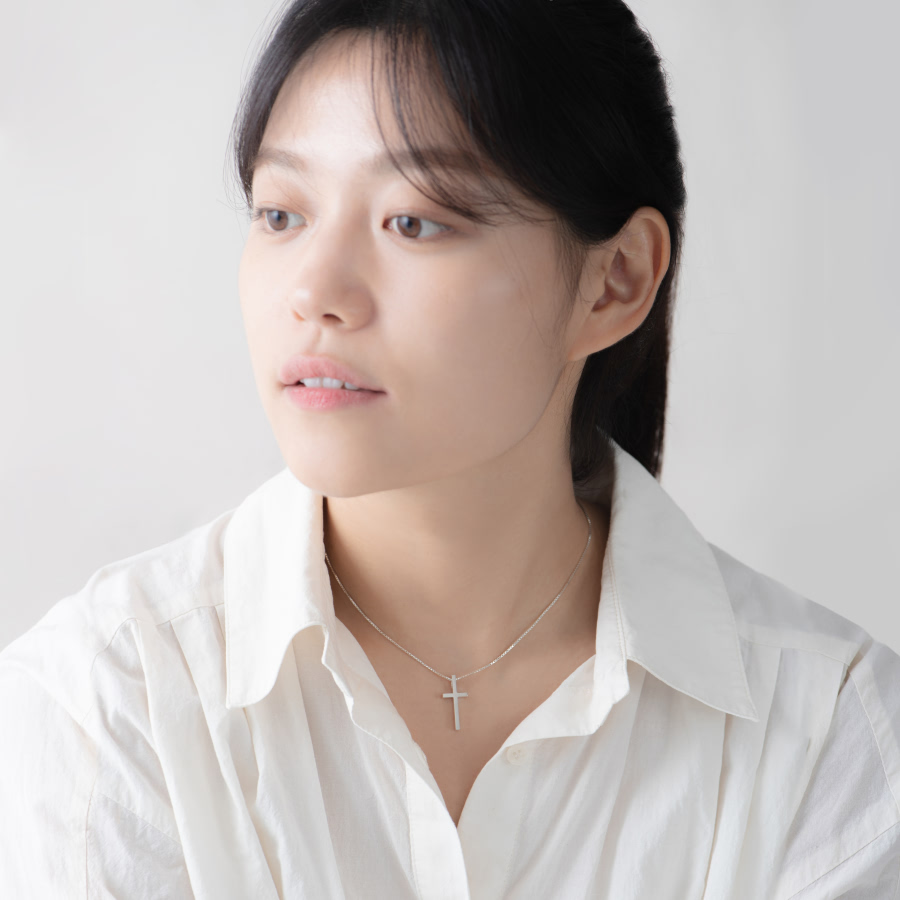 심플크로스 목걸이 (중) Silver_925
