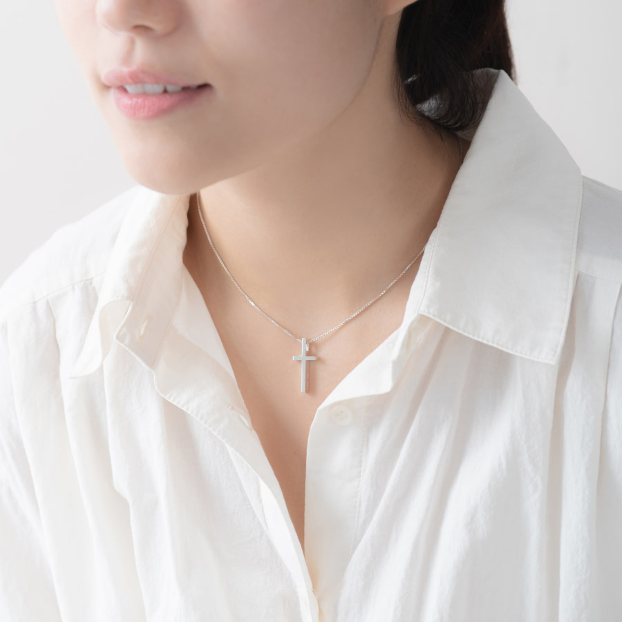 심플크로스 목걸이 (중) Silver_925