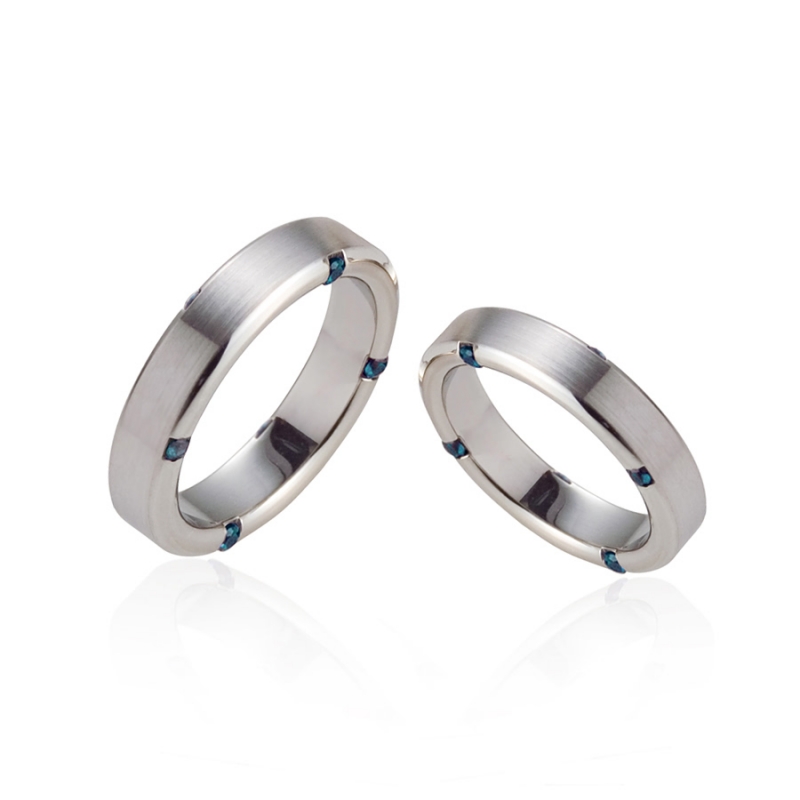 Guidance wedding ring Set (L&S) 14k White gold blue diamond