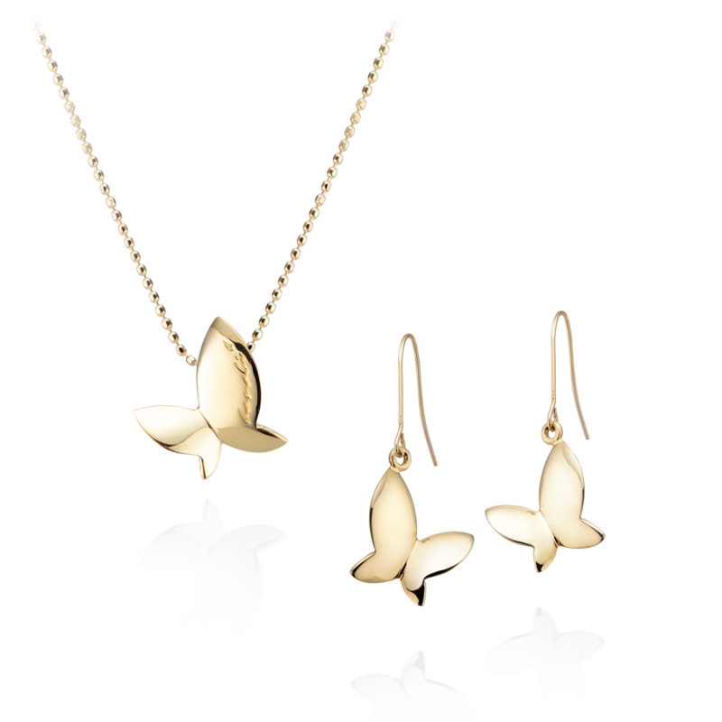 Hanabi pendant (S) & drop earring (S) Set 14k gold