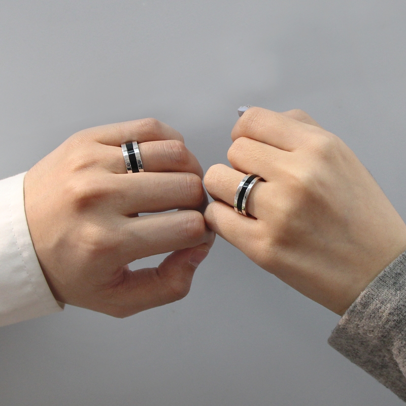 Onyxband couple ring Set (L&S) Sterling silver