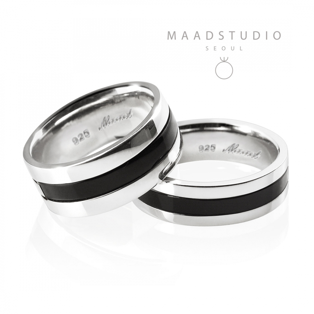 Onyxband couple ring Set (L&S) Sterling silver