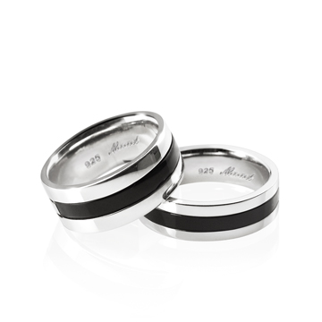 Onyxband couple ring Set (L&S) Sterling silver