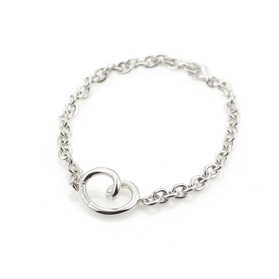 Love heart bracelet (M) Sterling silver